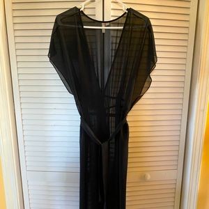 ASOS Short Maxi Sleeve Sheer Black Beach Coverup - US 2